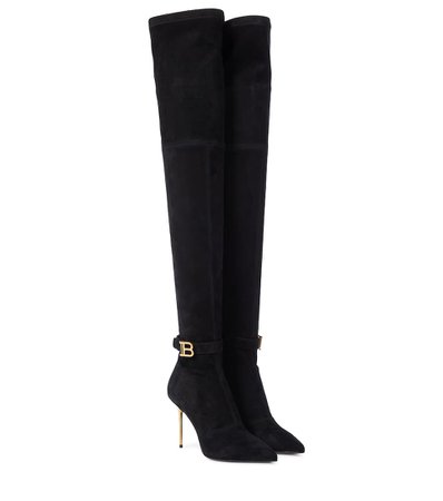 BALMAIN Raven stretch-suede over-the-knee boots