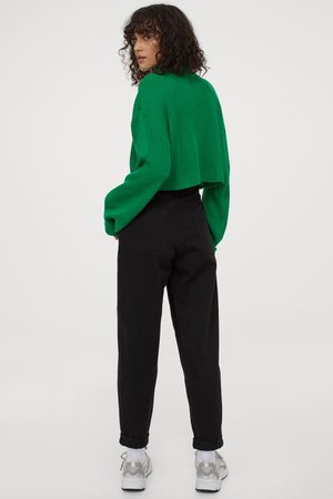 Cropped polo-neck jumper - Green - Ladies | H&M GB