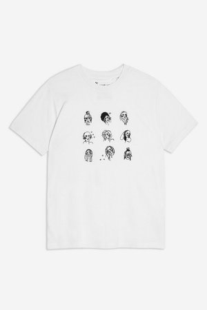 Multi Sketch Girl T-Shirt by Tee & Cake | Topshop