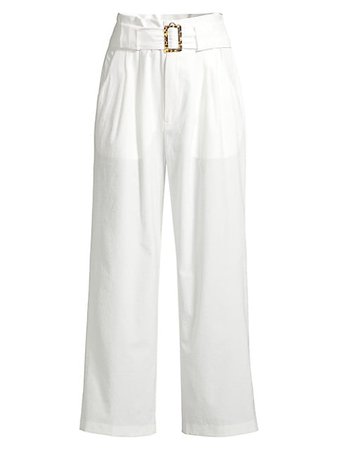 Solid and Striped High-Waist Belted Wide-Leg Seersucker Pants | SaksFifthAvenue
