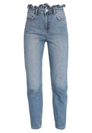 Miss Selfridge FRILL TOP MOM - Relaxed fit jeans - dark blue denim - Zalando.co.uk