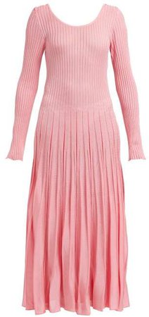 Ribbed Knit Stretch Jersey Dress - Womens - Pink