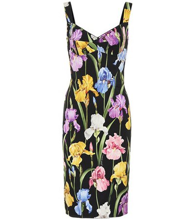 Floral stretch silk-blend dress
