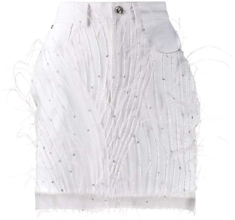 Loulou feather embellished mini skirt