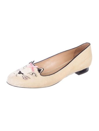 Charlotte Olympia Velvet Kitty Flats - Shoes - CIO27312 | The RealReal