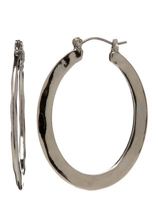 Belk Silver Tone Hammered Oval Hoop Earrings
