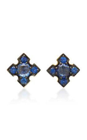 Igafe 14K Gold Blue Sapphire Stud Earrings by ILA | Moda Operandi