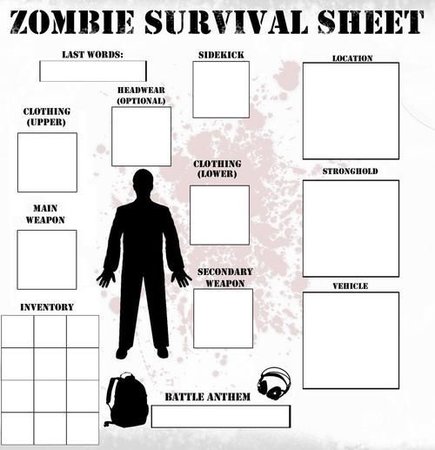 zombie apocalypse survival sheet