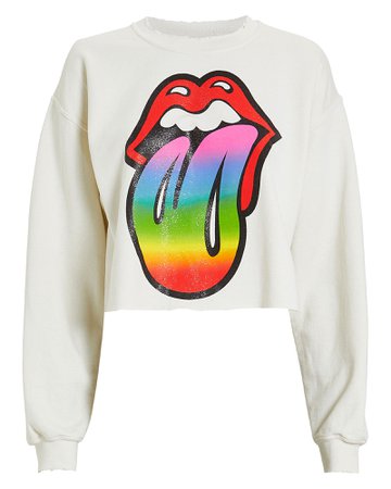 Cropped Rolling Stones Graphic Sweatshirt