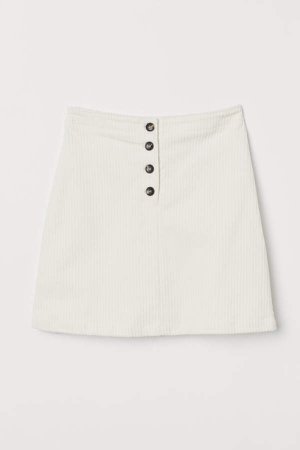 Corduroy Skirt - White