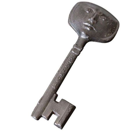 Rare Vintage Skeleton Key with Faces For Sale at 1stDibs