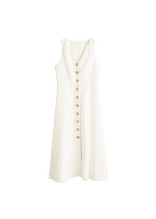 MANGO Buttoned linen-blend dress