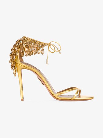 Aquazzura Gold Eden Bead 105 sandals | Sandals | Browns