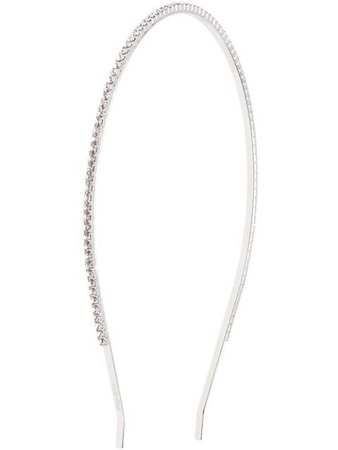 Metallic Miu Miu Thin Crystal Embellished Headband | Farfetch.com