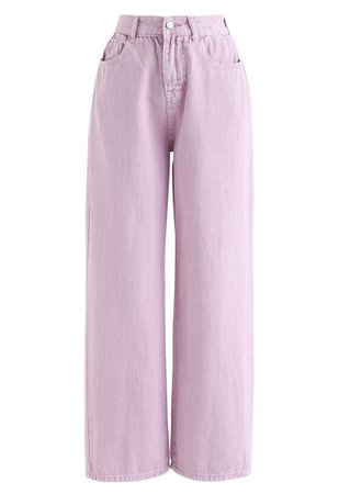 Wide-Leg Cropped Jeans in Taffy Pink - Retro, Indie and Unique Fashion