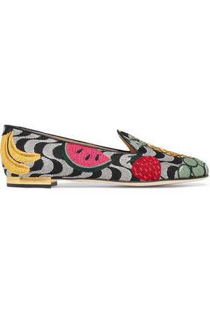 Charlotte Olympia | Fruit Salad embroidered canvas slippers | NET-A-PORTER.COM