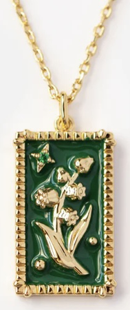 gold and green flower pendant