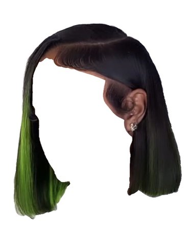 Black/Green Skunk Side Part Lace Front Bob Wig