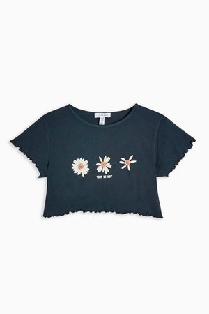 PETITE Daisy Lettuce Crop T-Shirt | Topshop