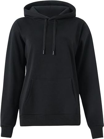 THE GYM PEOPLE Women's Basic Pullover Hoodie Loose fit Ultra Soft Fleece hooded Sweatshirt With Pockets (fleece lined-Black, Medium) at Amazon Women’s Clothing store