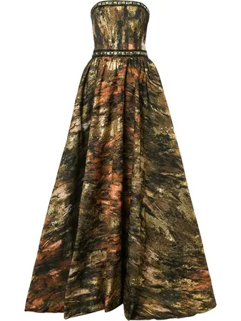 Ingie Paris Printed Strapless Maxi Dress