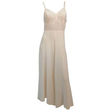 White Lace Detail Slip Dress, 1930s For Sale at 1stdibs