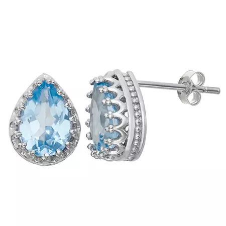 Lab-Created Aquamarine Sterling Silver Earrings, Color: Blue - JCPenney