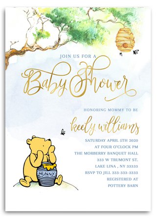 baby shower winnie the pooh theme invite