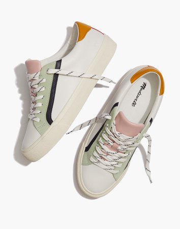 Sidewalk Low-Top Sneakers in Colorblock Leather