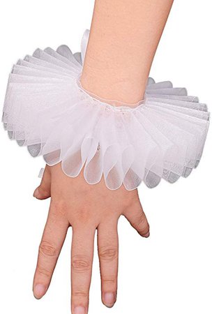 Amazon.com: GRACEART Elizabethan Wrist Ruffs Ruffled Cuff Clown Arm Bands 1 Piece White Cuff: Clothing