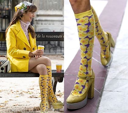 EMILY IN PARIS : Season 3 Episode 9 Emily's sunflower socks | Fashion, Clothes, Outfits and Wardrobe on | Shop Your TV