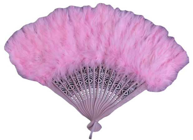 pink feather hand fan