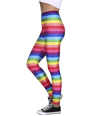 Rainbow Leggings Women Horizontal Striped Workout Tights Size Small at Amazon Women’s Clothing store