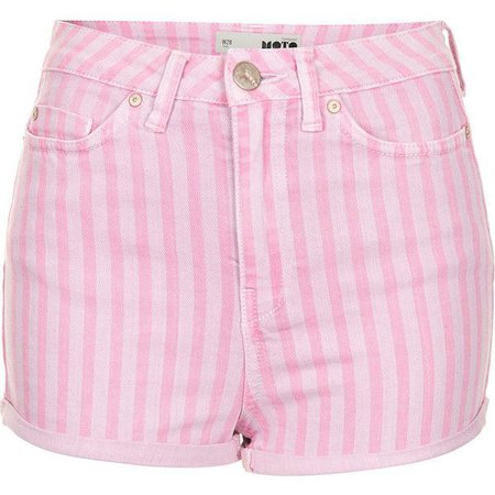 pink striped denim shorts