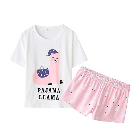 YIJIU Women Short Sleeve Tee and Shorts Pajama Set Cute Cartoon Print Sleepwear at Amazon Women’s Clothing store: