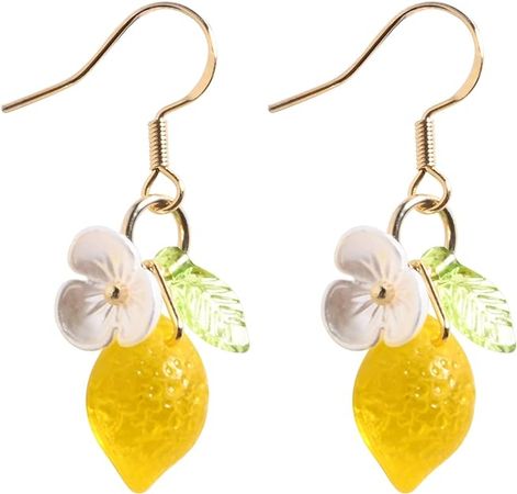 Amazon.com: DLYFNVEV Lemon Earrings Fruit Food Yellow Bow Stud Dangling Earrings Cute 14K Gold Plated Stud Earrings For Women Teen Girls White Pearl Flower Dangle Earrings Bow: Clothing, Shoes & Jewelry