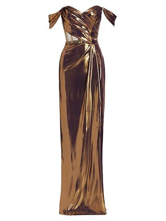 Shop Marchesa Notte Metallic Gown | Saks Fifth Avenue