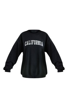 Black California Print Sweatshirt | Tops | PrettyLittleThing USA