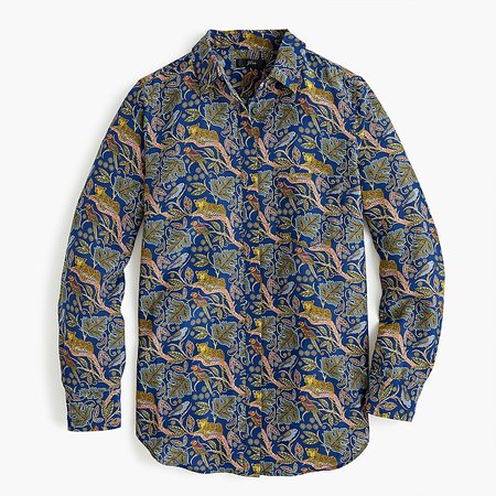 J.Crew: Silk Button-up Shirt In Botanical Cheetah Print