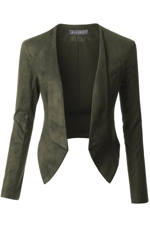 faux leather blazer(olive)