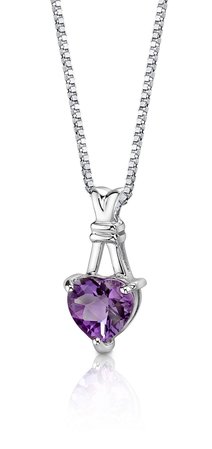 Heart Shaped Amethyst Pendant Necklace in Sterling Silver - R125035S | Ruby & Oscar