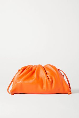 Orange The Pouch small gathered leather clutch | Bottega Veneta | NET-A-PORTER