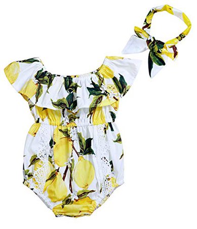 Amazon.com: Yoveme Infant Baby Girl Clothes Cute Floral Print Ruffles Romper Summer Clothes + Headband: Clothing
