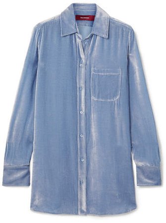 Sander Silk And Cotton-blend Corduroy Shirt - Light blue