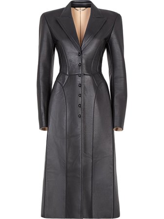 Shop black Fendi single breasted leather coat with Express Delivery - Farfetch