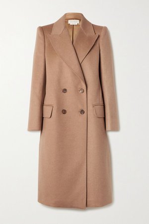 Sand Double-breasted camel hair coat | Alexander McQueen | NET-A-PORTER