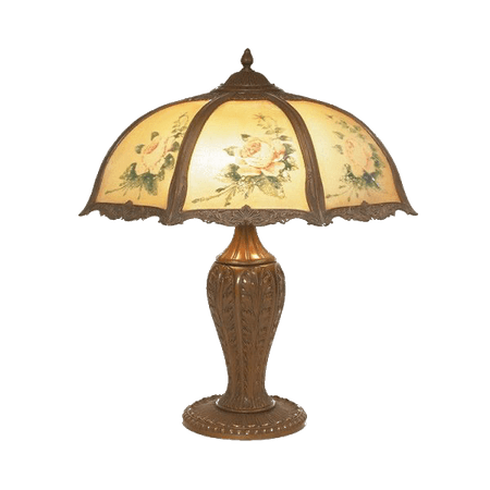 brown yellow vintage floral lamp