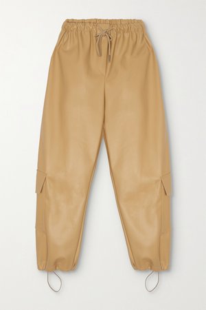 Tan Yoyo faux leather tapered pants | Frankie Shop | NET-A-PORTER