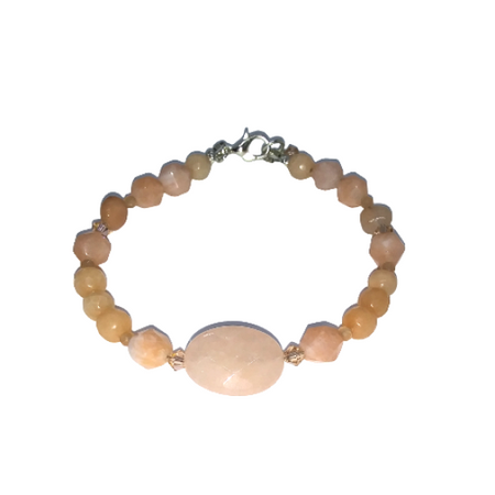 Peach Beaded Jade and Crystals Bracelet | AngieShel Designs