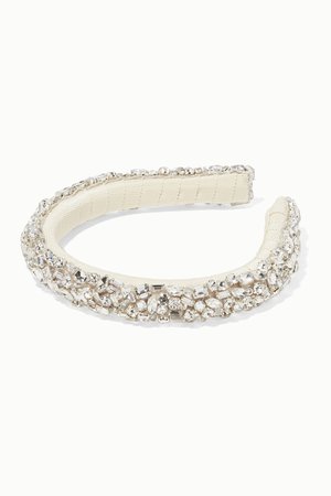 Cream Czarina crystal-embellished grosgrain headband | Jennifer Behr | NET-A-PORTER